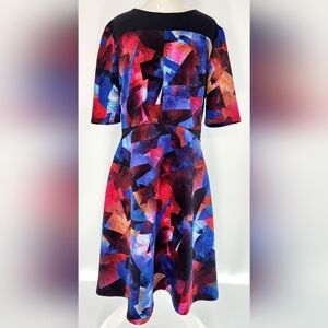 Maggy London geo fit n flare scuba dress